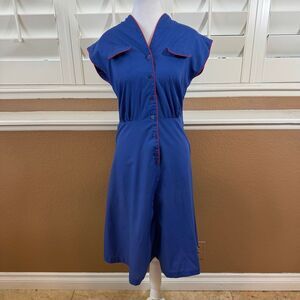 Vintage Sailor Dress 80s Hotline By Mervyns Blue Shirt Dress Sz 9 Sailor Chic
